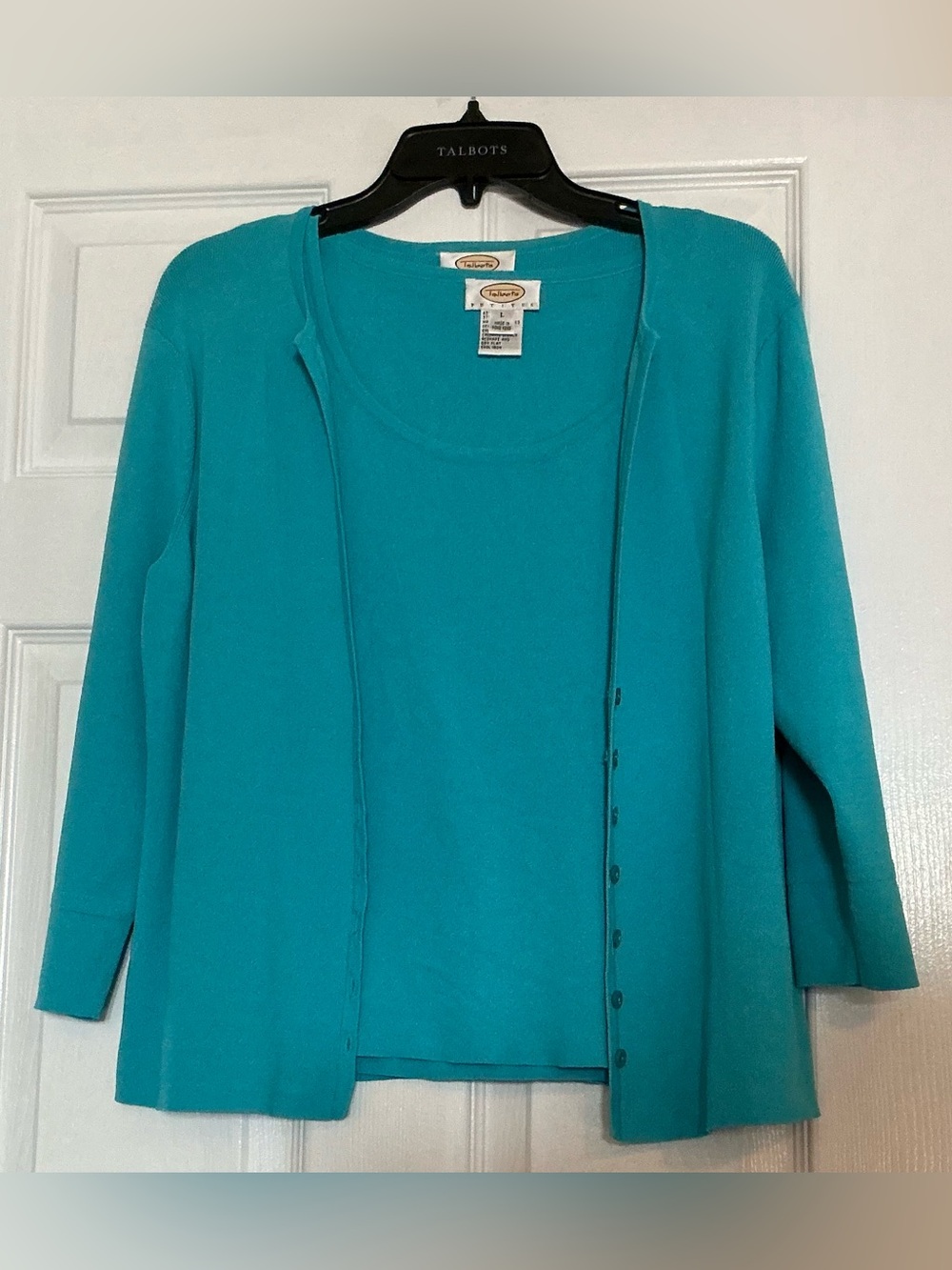 Talbots Teal Two-Piece Cardigan and Shell Set